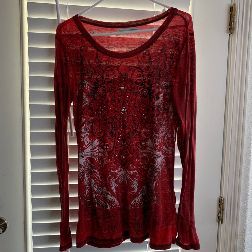 Lightly worn long sleeve T-shirt w/ embellishments